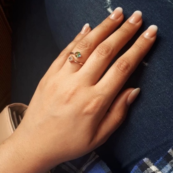 rose gold cubic zirconia cube ring - Picture 2 of 4